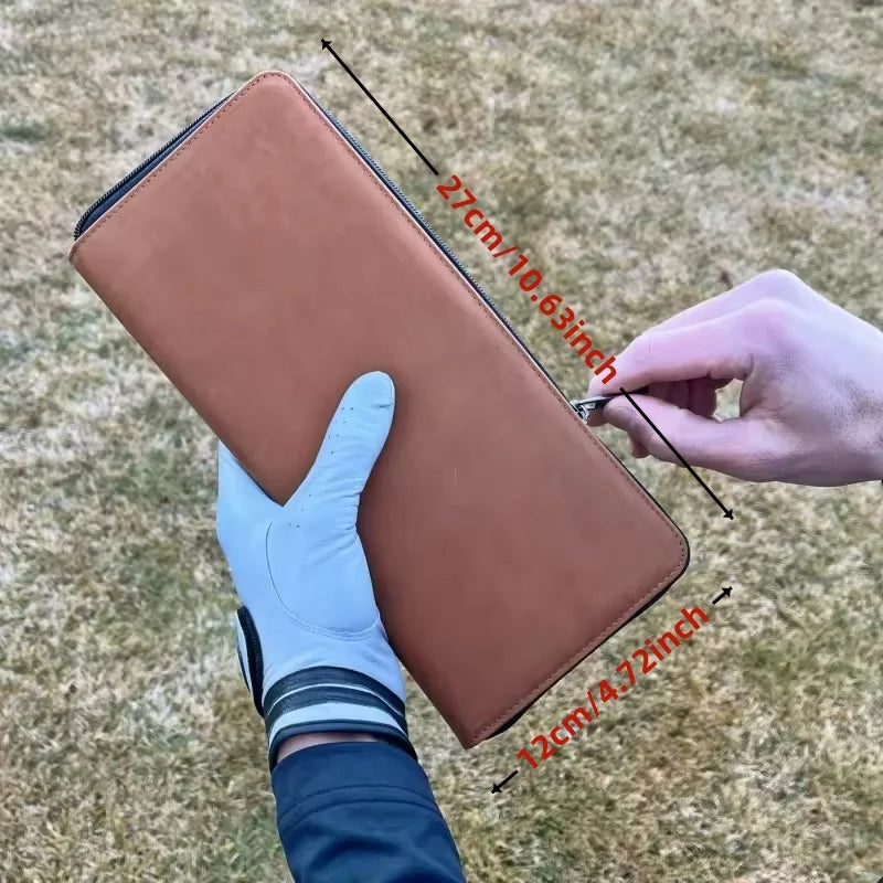 Leather Golf Glove Wallet Holder Zipper Golf Gloves Storage Bag