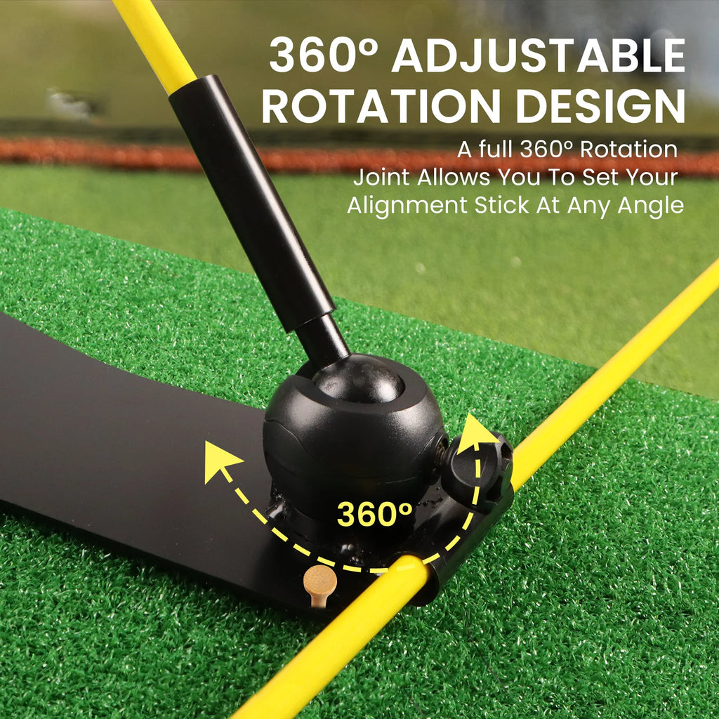 Durable Metal Golf Swing Trainer Practice Plate with Alignment Stick Indoor Backyard Outdoor Hitting Mat for Training