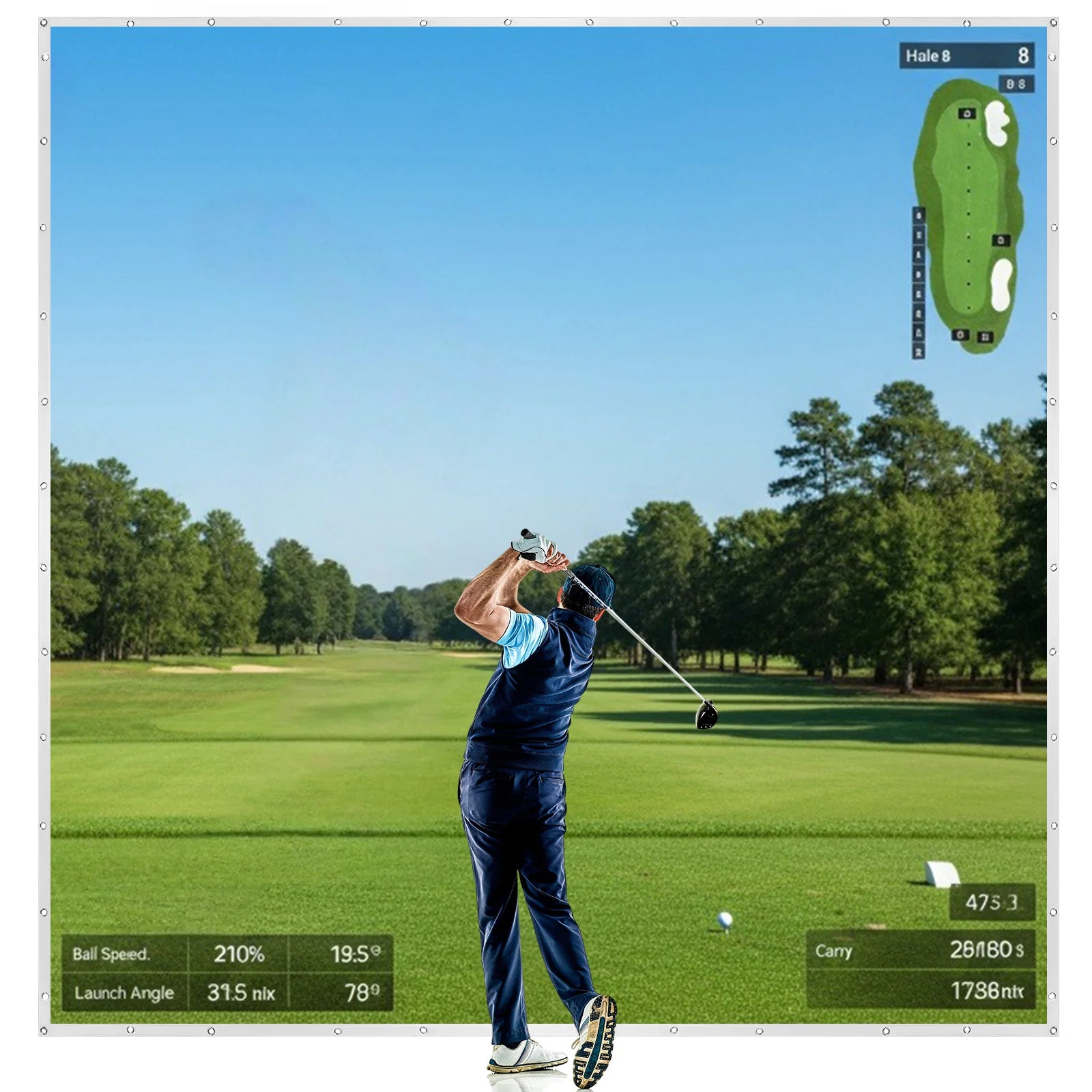 Golf Simulator Impact Screen Easy To Install 3x3m Golf Screen High Impact Resistance Single Layer Sound Absorbing