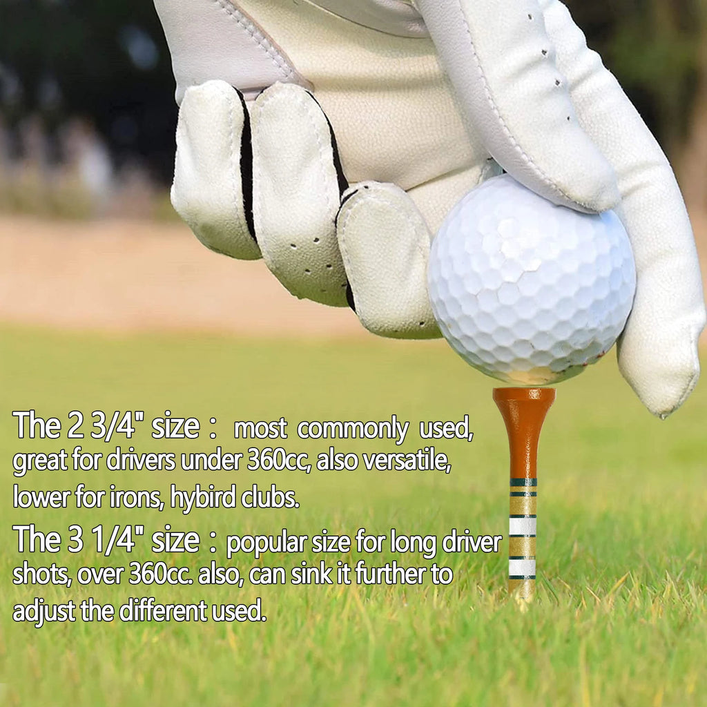 50 Pcs Bamboo Golf Tees - 3 1/4 & 2 3/4 Inch Durable Wooden Tees for Driving Range & Practice Mats