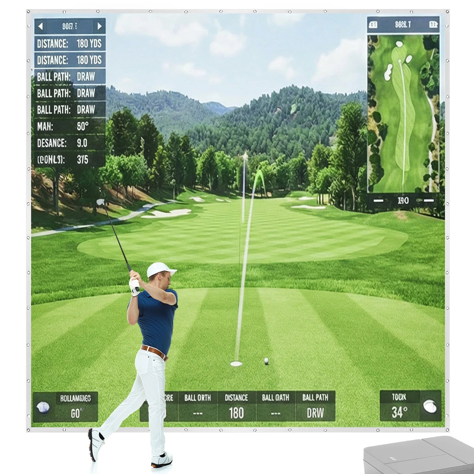 Golf Simulator Screen High Impact Resistance Single Layer Sound Absorbing for Home