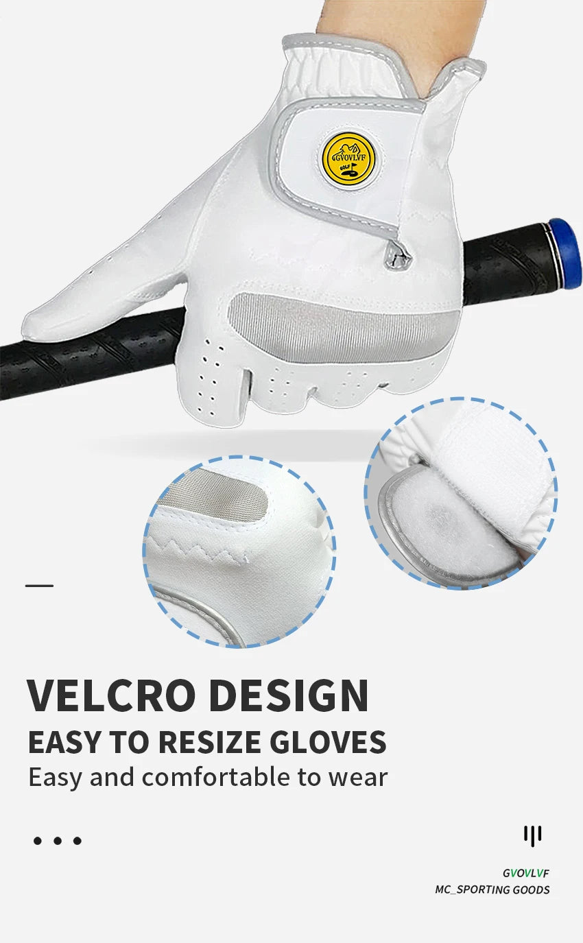 1 Piece Men Golf Glove Micro Soft Fabric Breathable Comfortable Fitting With Magnetic Marker Replaceable For Golfers