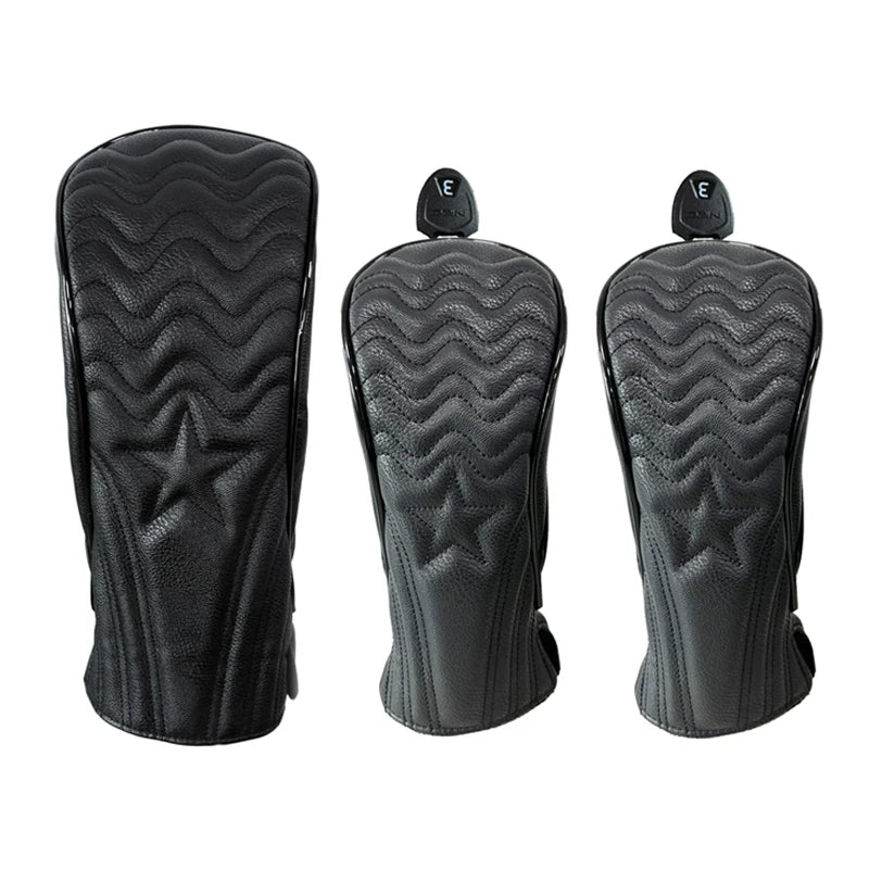 Golf Headcover Golf Wood Cover Leather Golf Club Covers For Driver Fairway Hybrid Waterproof Protector Set Golf Accessories