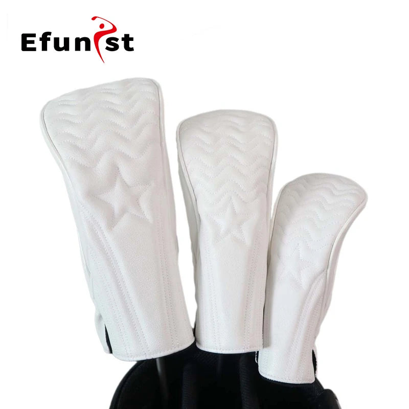 Golf Headcover Golf Wood Cover Leather Golf Club Covers For Driver Fairway Hybrid Waterproof Protector Set Golf Accessories