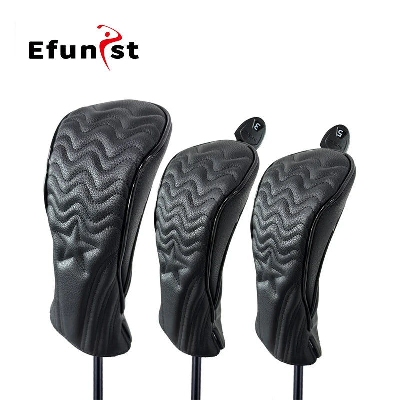 Golf Headcover Golf Wood Cover Leather Golf Club Covers For Driver Fairway Hybrid Waterproof Protector Set Golf Accessories