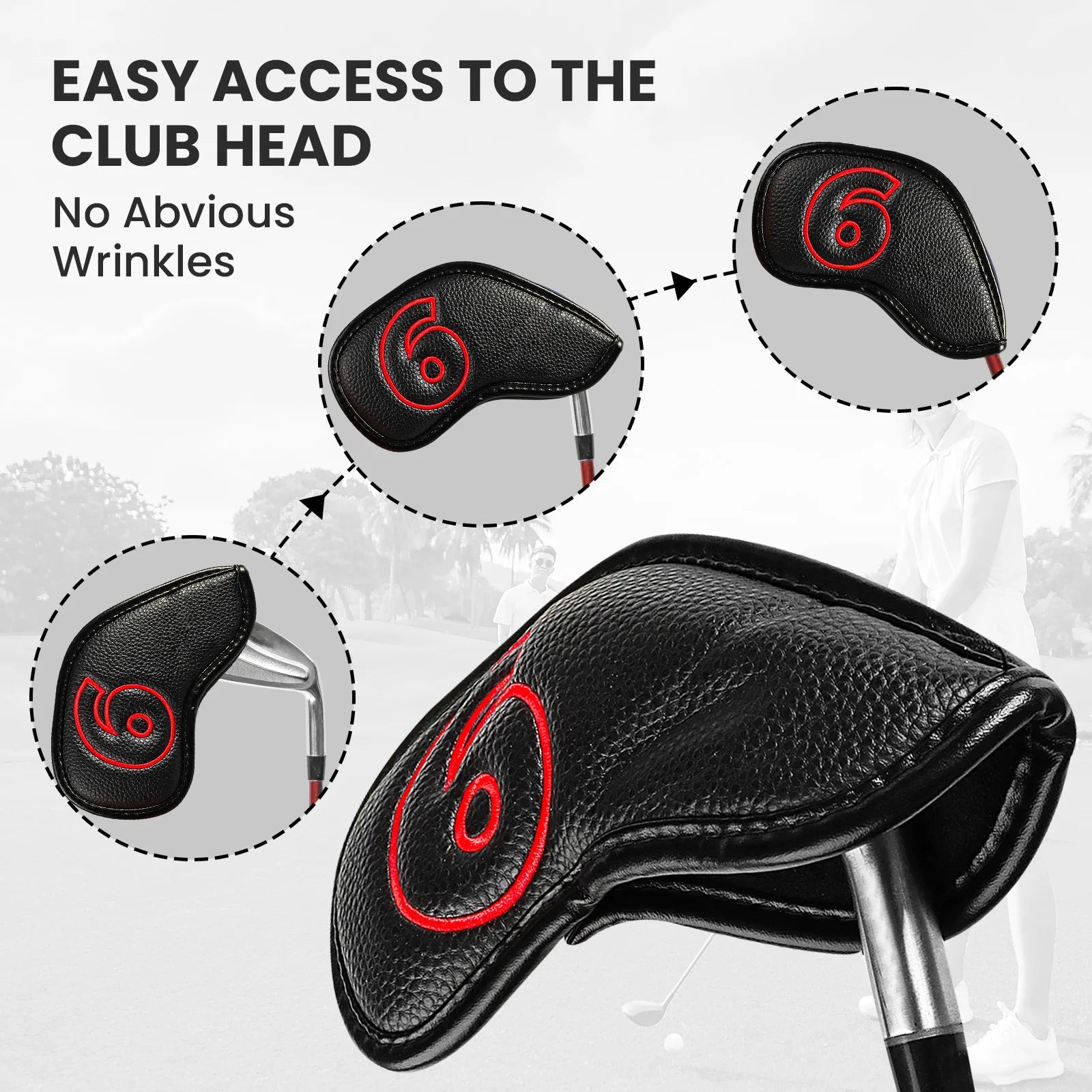 Golf Iron Covers Set Strong Magnetic Closure Value 10 Pack, Double Side Number Synthetic Leather Deluxe Club Headcover