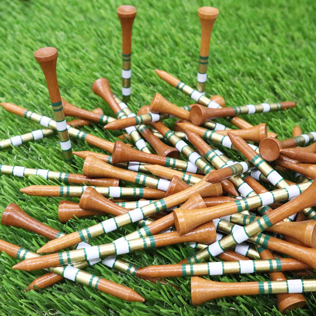 50 Pcs Bamboo Golf Tees - 3 1/4 & 2 3/4 Inch Durable Wooden Tees for Driving Range & Practice Mats