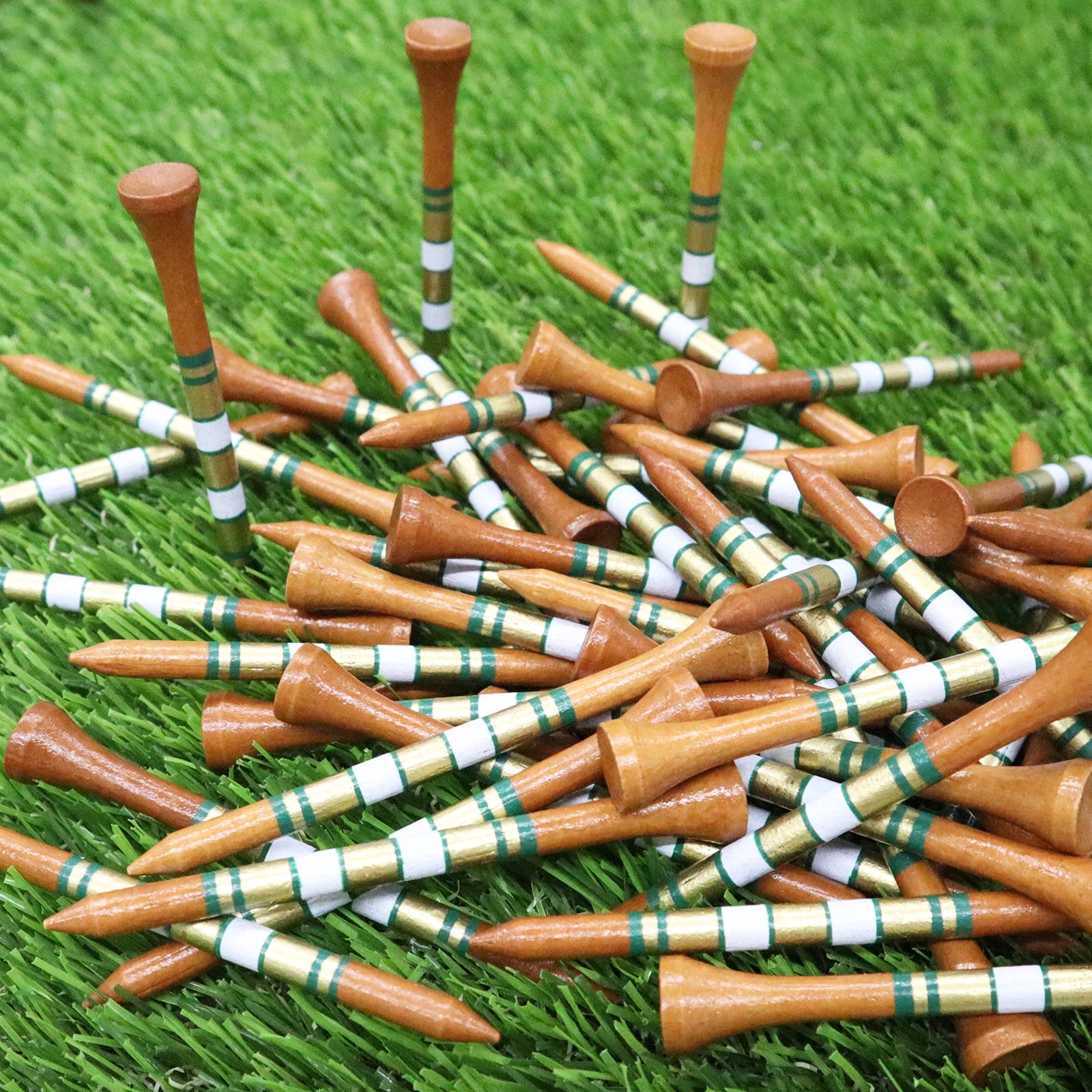50 Pcs Bamboo Golf Tees - 3 1/4 & 2 3/4 Inch Durable Wooden Tees for Driving Range & Practice Mats
