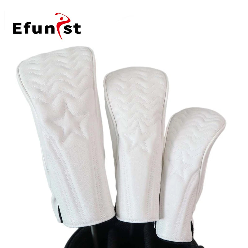 Golf Headcover Golf Wood Cover Leather Golf Club Covers For Driver Fairway Hybrid Waterproof Protector Set Golf Accessories