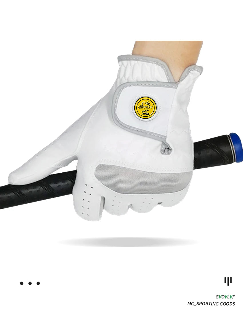 1 Piece Men Golf Glove Micro Soft Fabric Breathable Comfortable Fitting With Magnetic Marker Replaceable For Golfers