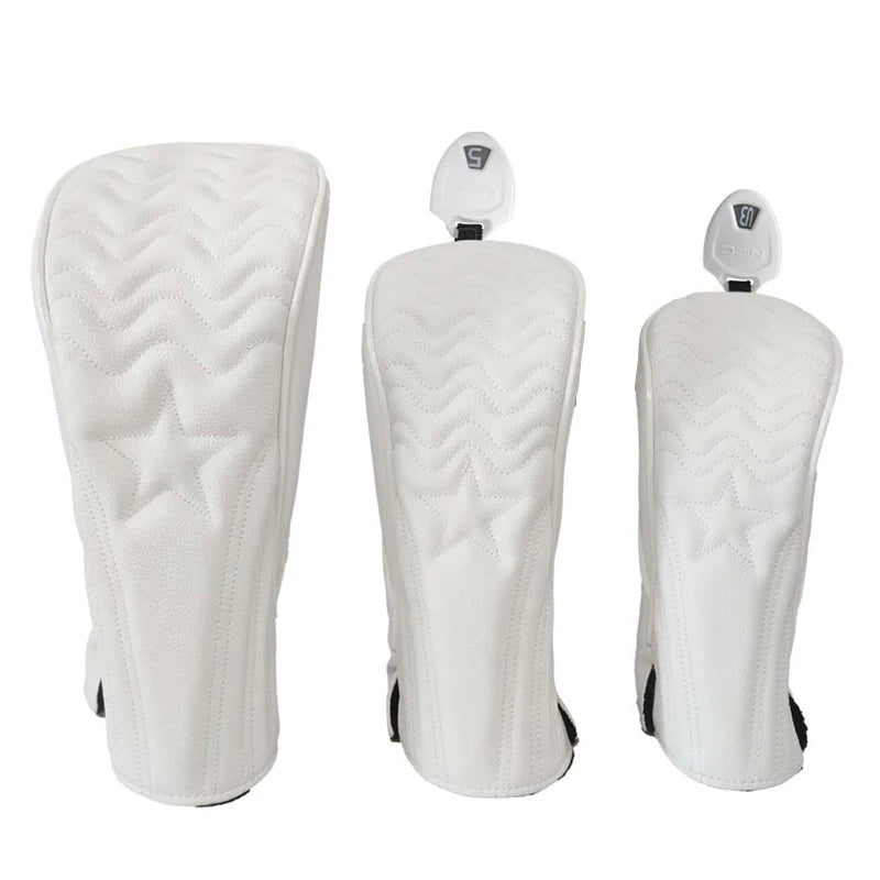 Golf Headcover Golf Wood Cover Leather Golf Club Covers For Driver Fairway Hybrid Waterproof Protector Set Golf Accessories
