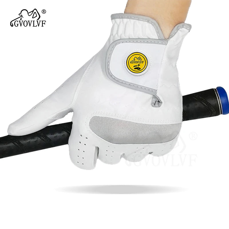 1 Piece Men Golf Glove Micro Soft Fabric Breathable Comfortable Fitting With Magnetic Marker Replaceable For Golfers