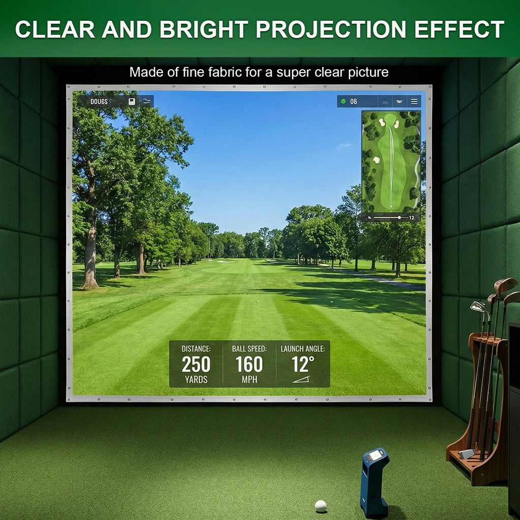 Golf Simulator Impact Screen Easy To Install 3x3m Golf Screen High Impact Resistance Single Layer Sound Absorbing