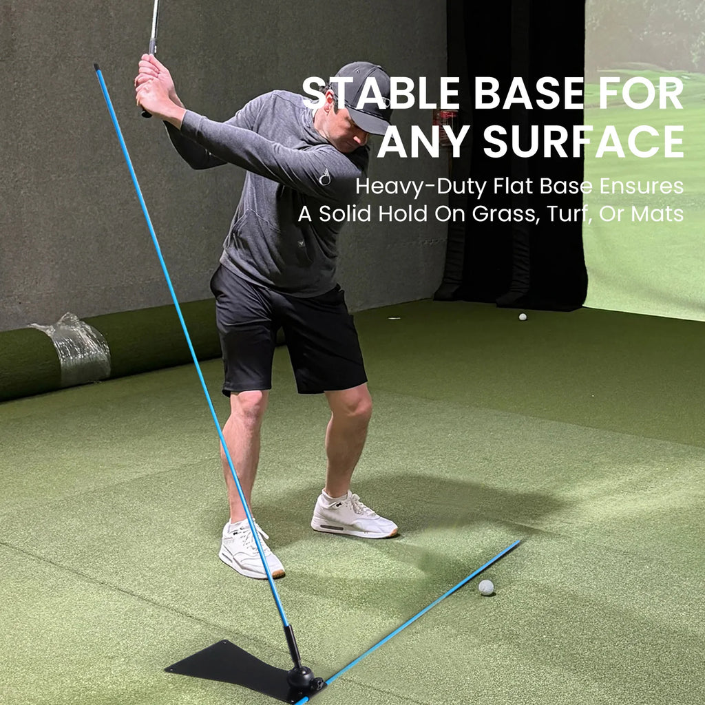 Durable Metal Golf Swing Trainer Practice Plate with Alignment Stick Indoor Backyard Outdoor Hitting Mat for Training
