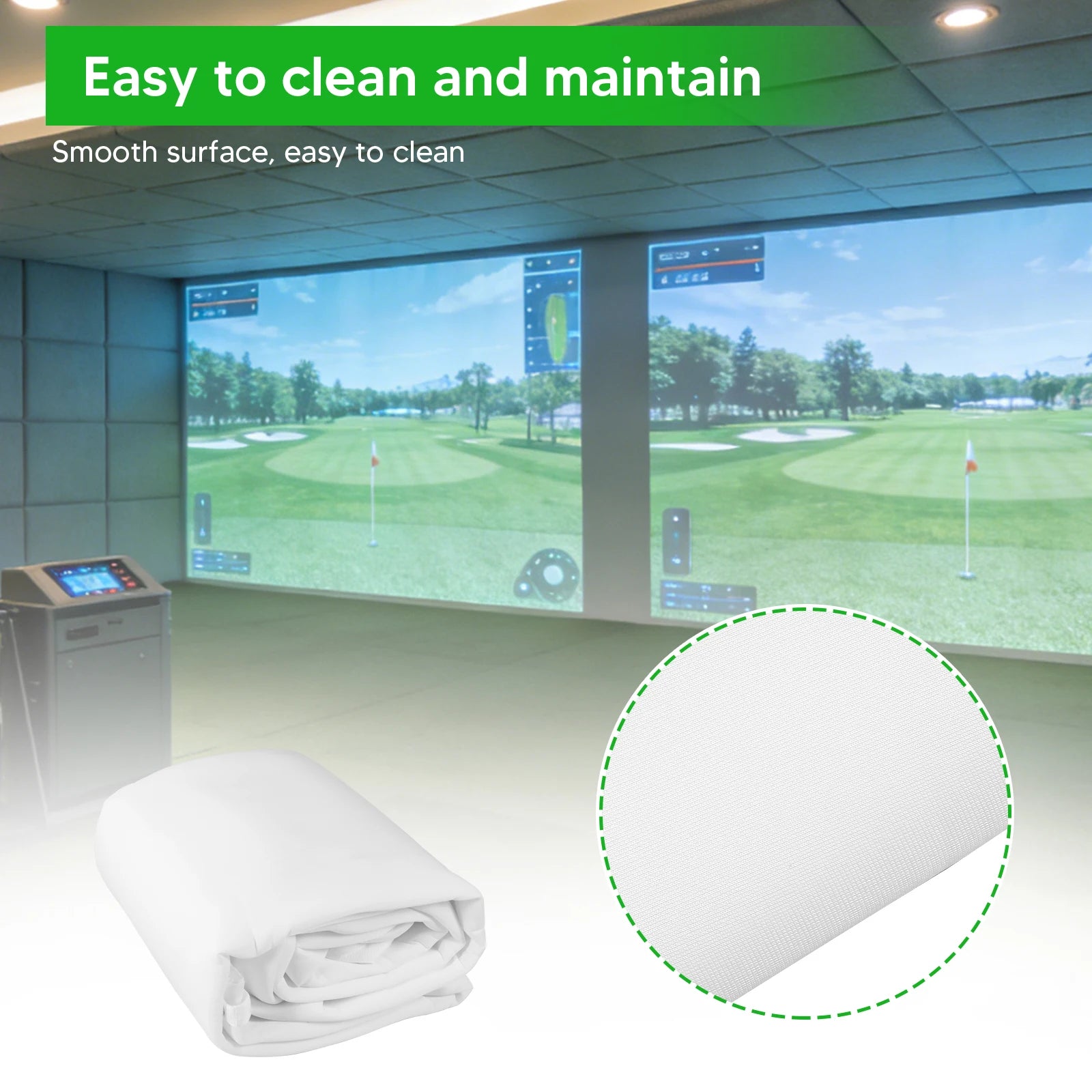 9.8x13ft Launch Monitor Projector Screen with Grommet Holes Golf Simulators Screen for Indoor/Home/Garage Training