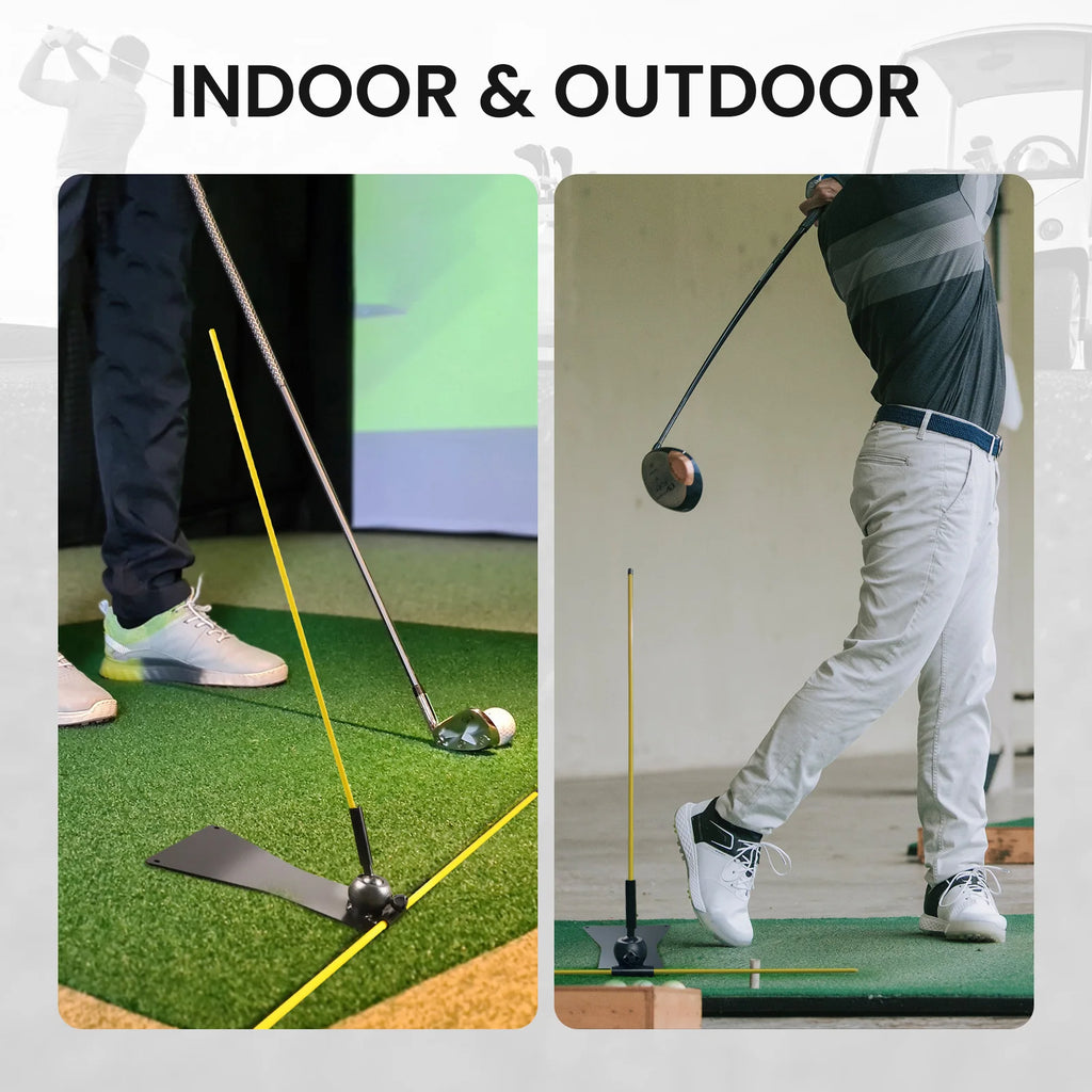 Durable Metal Golf Swing Trainer Practice Plate with Alignment Stick Indoor Backyard Outdoor Hitting Mat for Training