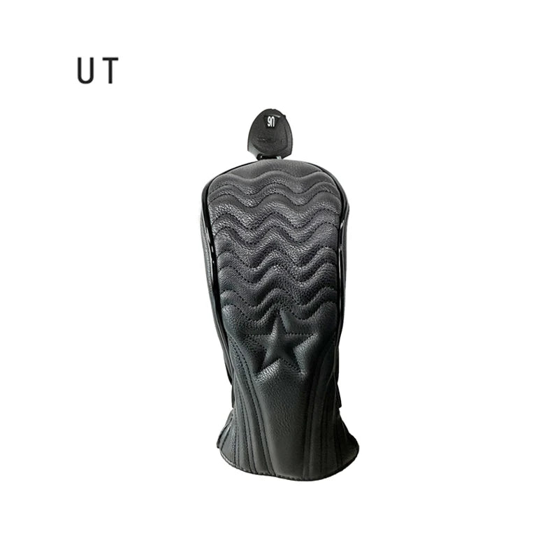 Golf Headcover Golf Wood Cover Leather Golf Club Covers For Driver Fairway Hybrid Waterproof Protector Set Golf Accessories
