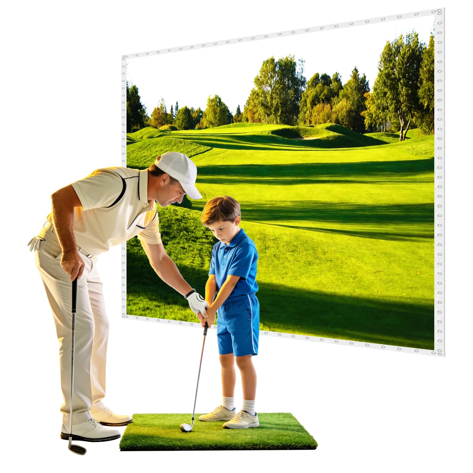9.8x13ft Launch Monitor Projector Screen with Grommet Holes Golf Simulators Screen for Indoor/Home/Garage Training