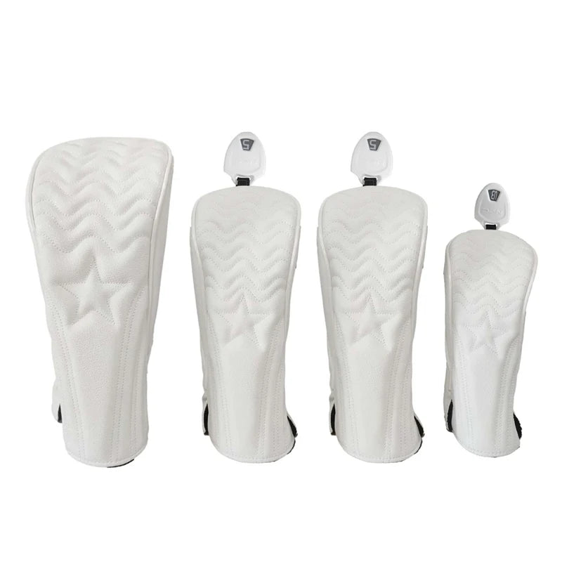 Golf Headcover Golf Wood Cover Leather Golf Club Covers For Driver Fairway Hybrid Waterproof Protector Set Golf Accessories