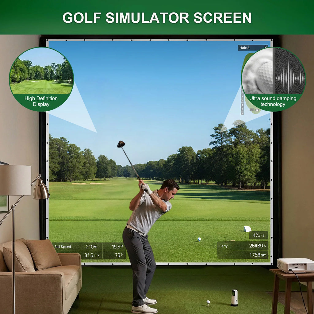 Golf Simulator Screen High Impact Resistance Single Layer Sound Absorbing for Home