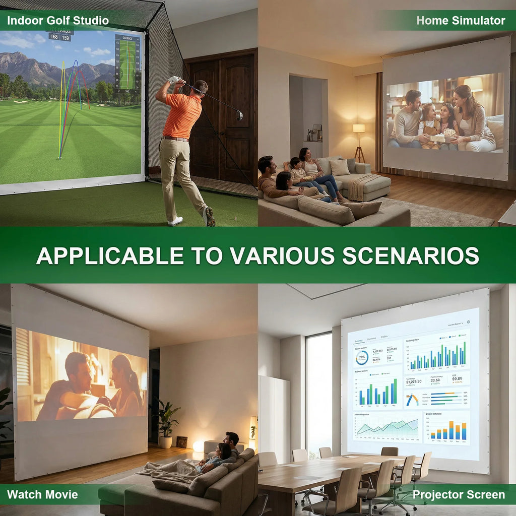 Golf Simulator Impact Screen Easy To Install 3x3m Golf Screen High Impact Resistance Single Layer Sound Absorbing