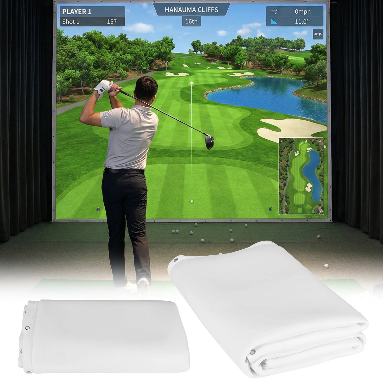 Golf Simulator Screen High Impact Resistance Single Layer Sound Absorbing for Home