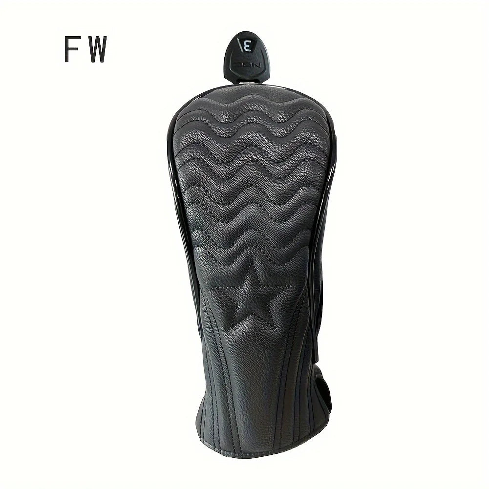 1pc/3pcs Golf Head Covers for Driver & Woods - Head cover, Designed to Fit All Woods and Drivers (Grain star style）