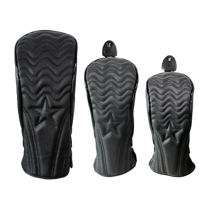 Golf Headcover Golf Wood Cover Leather Golf Club Covers For Driver Fairway Hybrid Waterproof Protector Set Golf Accessories